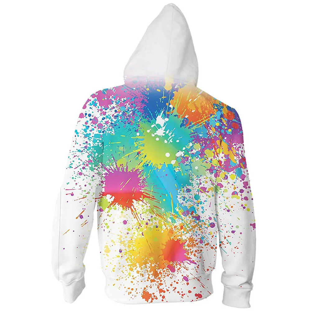 Paint Splatter Zip Up Hoodie