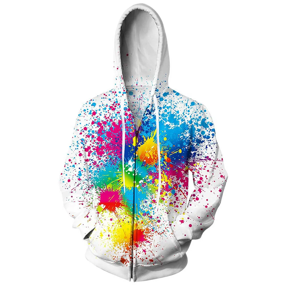 Paint Splatter Zip Up Hoodie