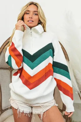 Paola Multi Color Chevron Pattern Sweater