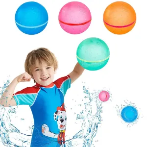 PATPAT® Water Balloons for Kids,4Pcs Refillable Splashing Water Toys for Kids Bath Swimming Pool Beach Game Balls Toy, Self Sealing & Refillable Silicone Water Balloons for Outdoor Summer Activities