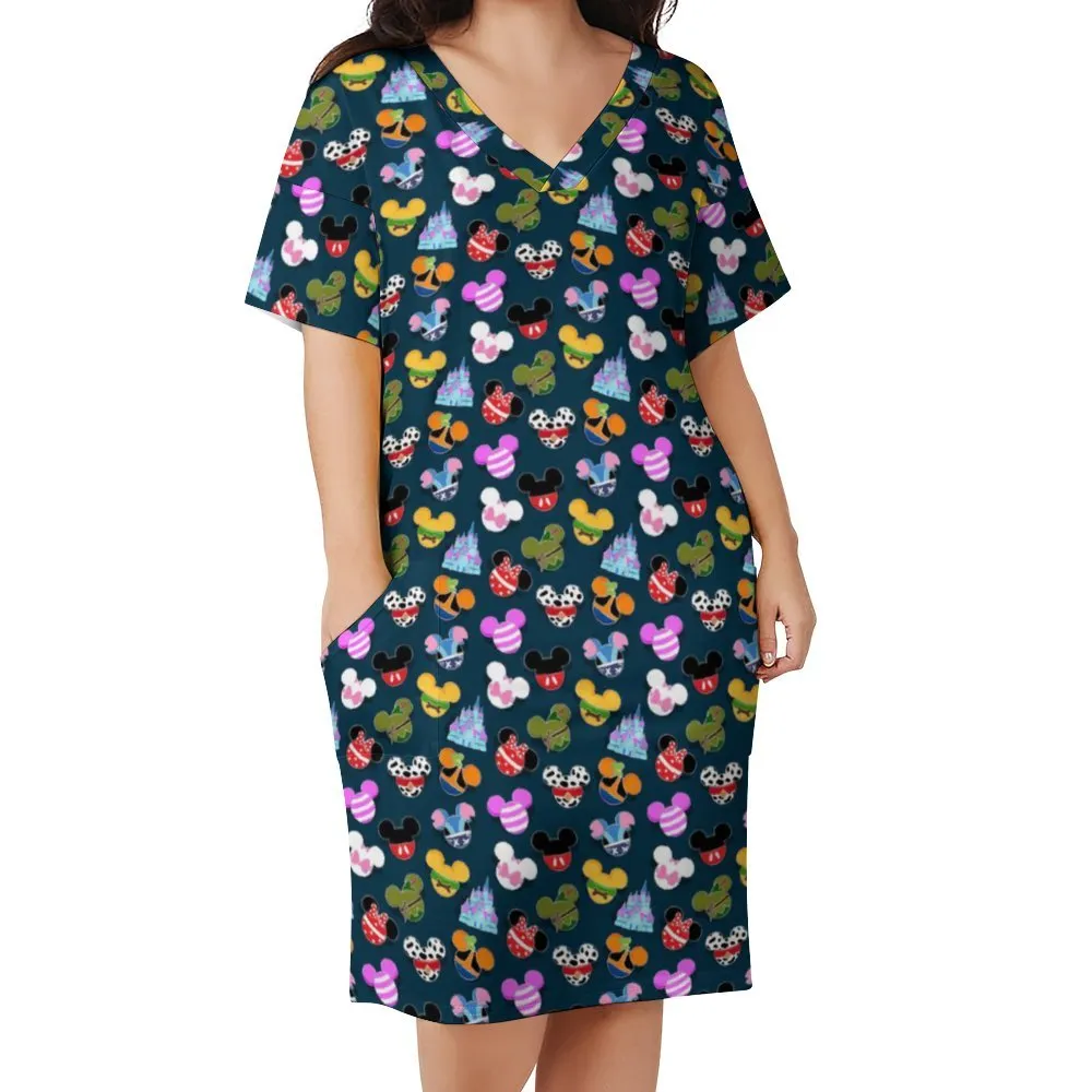 Pin Collector Women's V-neck Loose Dress With Pockets