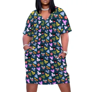 Pin Collector Women's V-neck Loose Dress With Pockets