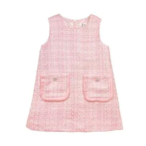 Pink Fur Trim Tweed Dress