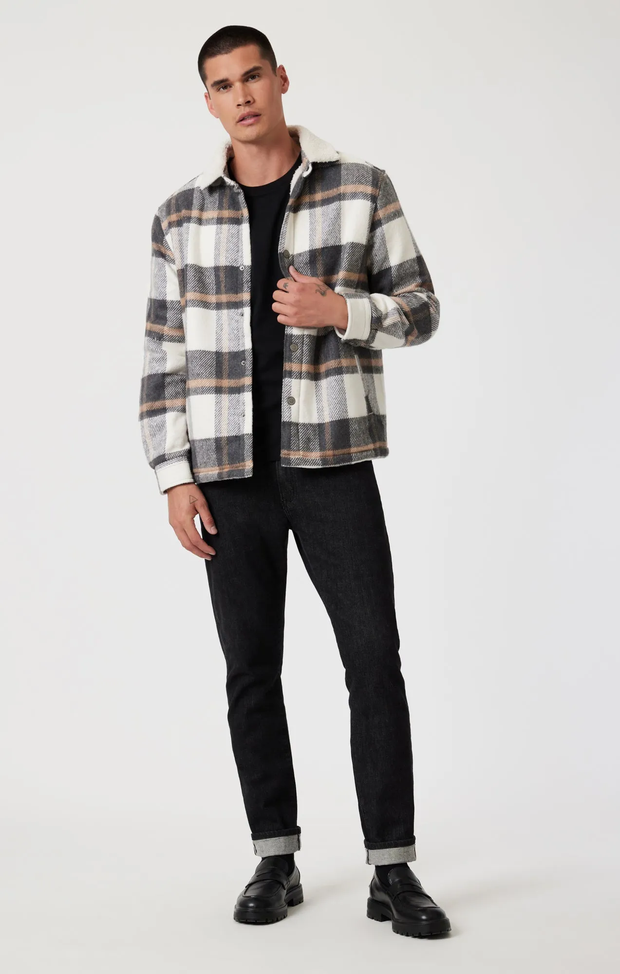 PLAID SHACKET IN GRAY CHECK