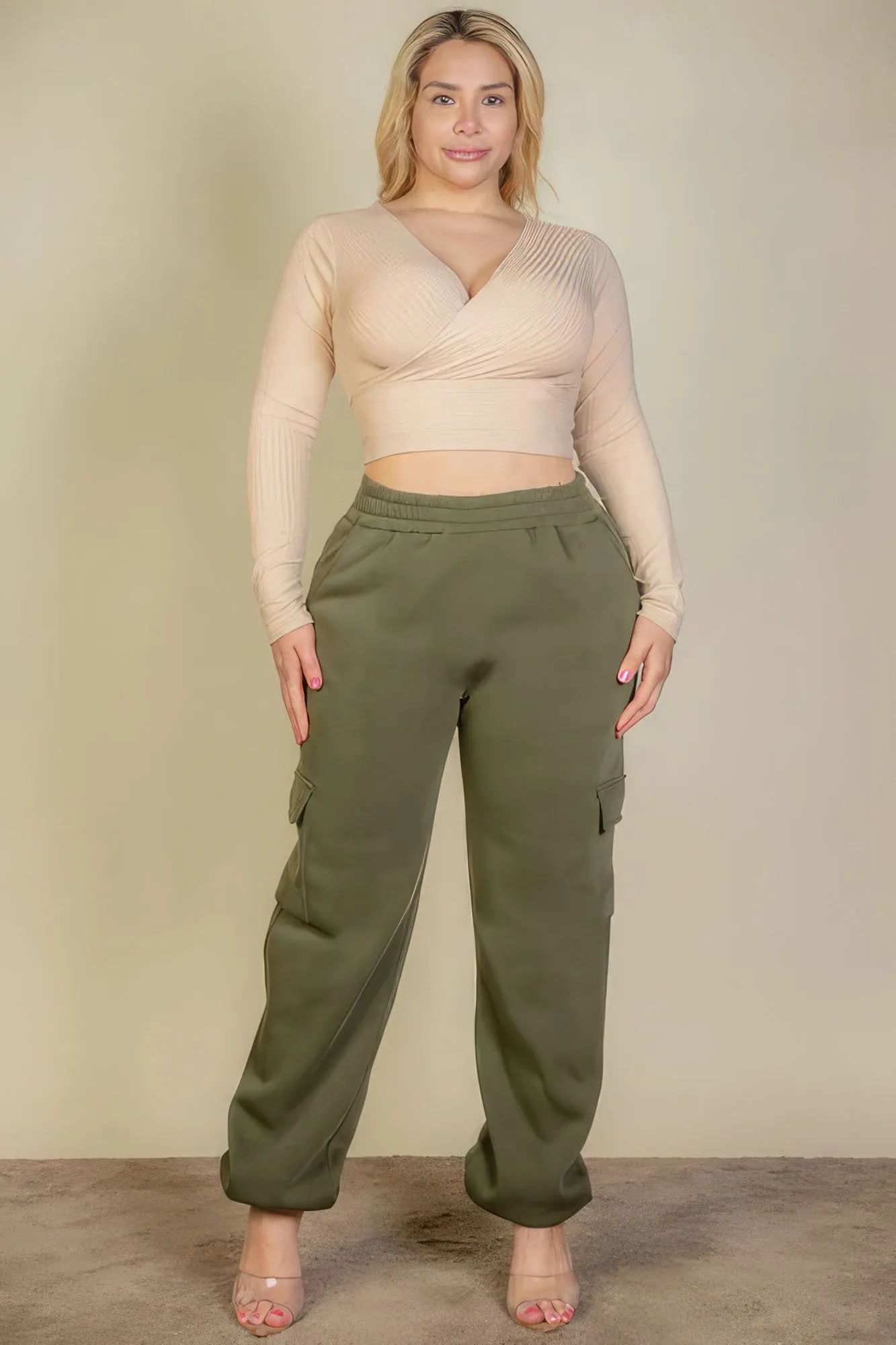 Plus size side pocket drawstring waist sweatpants