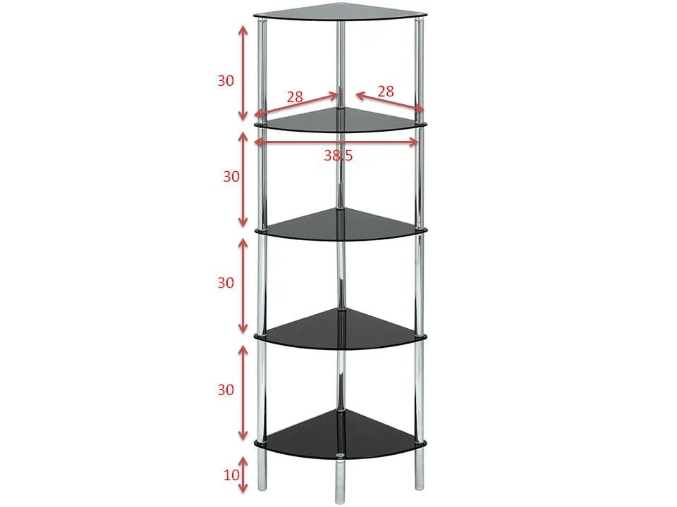 Polo 5 Tier Corner Display Glass Unit-Black Glass