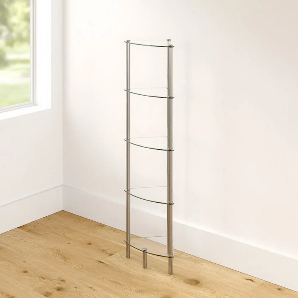 Polo 5 Tier Corner Display Glass Unit-Clear Glass