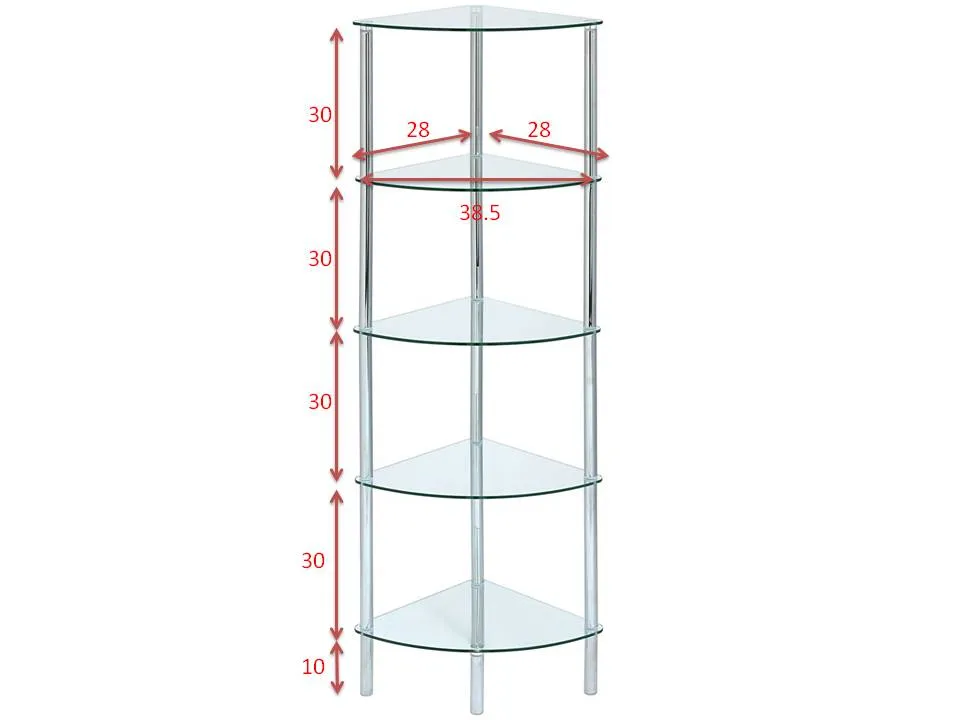 Polo 5 Tier Corner Display Glass Unit-Clear Glass