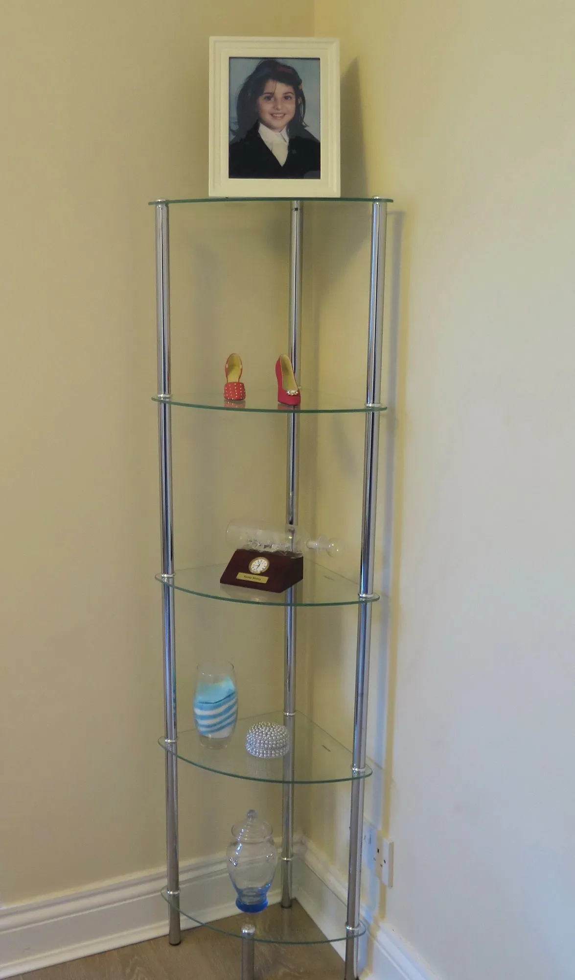 Polo 5 Tier Corner Display Glass Unit-Clear Glass