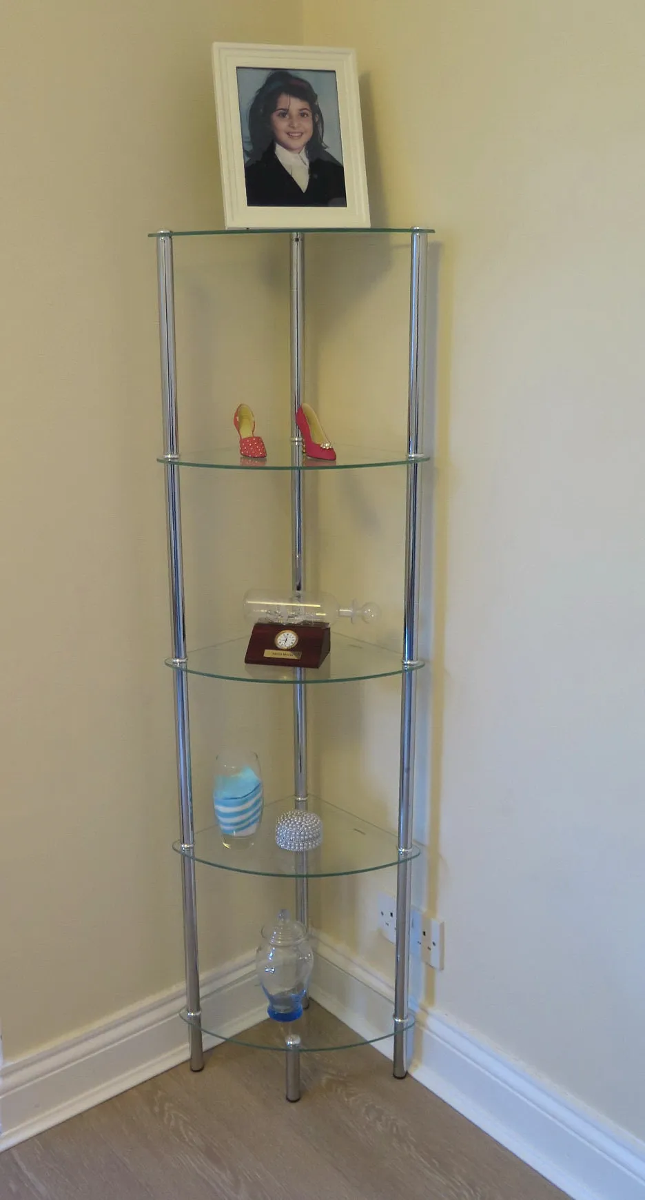 Polo 5 Tier Corner Display Glass Unit-Clear Glass