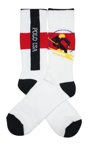 Polo Ralph Lauren Single Mismatched Polo U.S.A. Skier Athletic Crew Sock