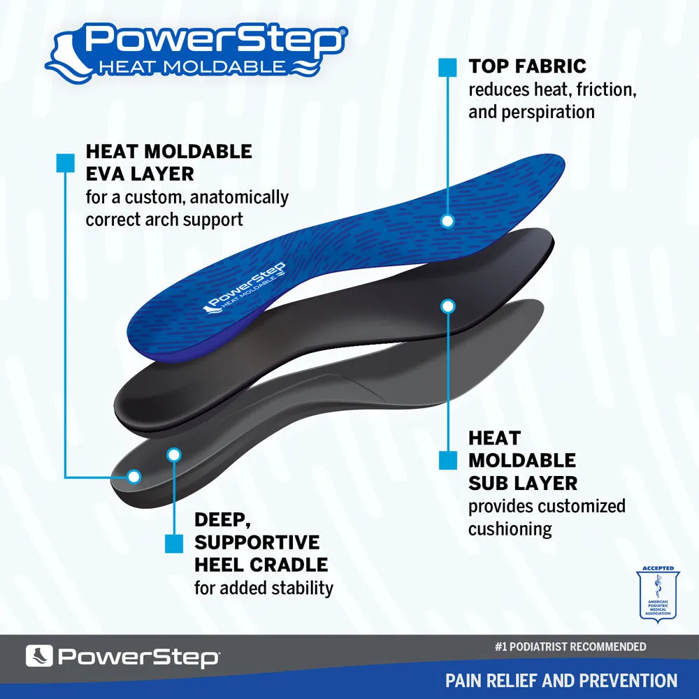 PowerStep Heat Moldable Insoles | Personalized Arch Support Orthotic, Exact Fit