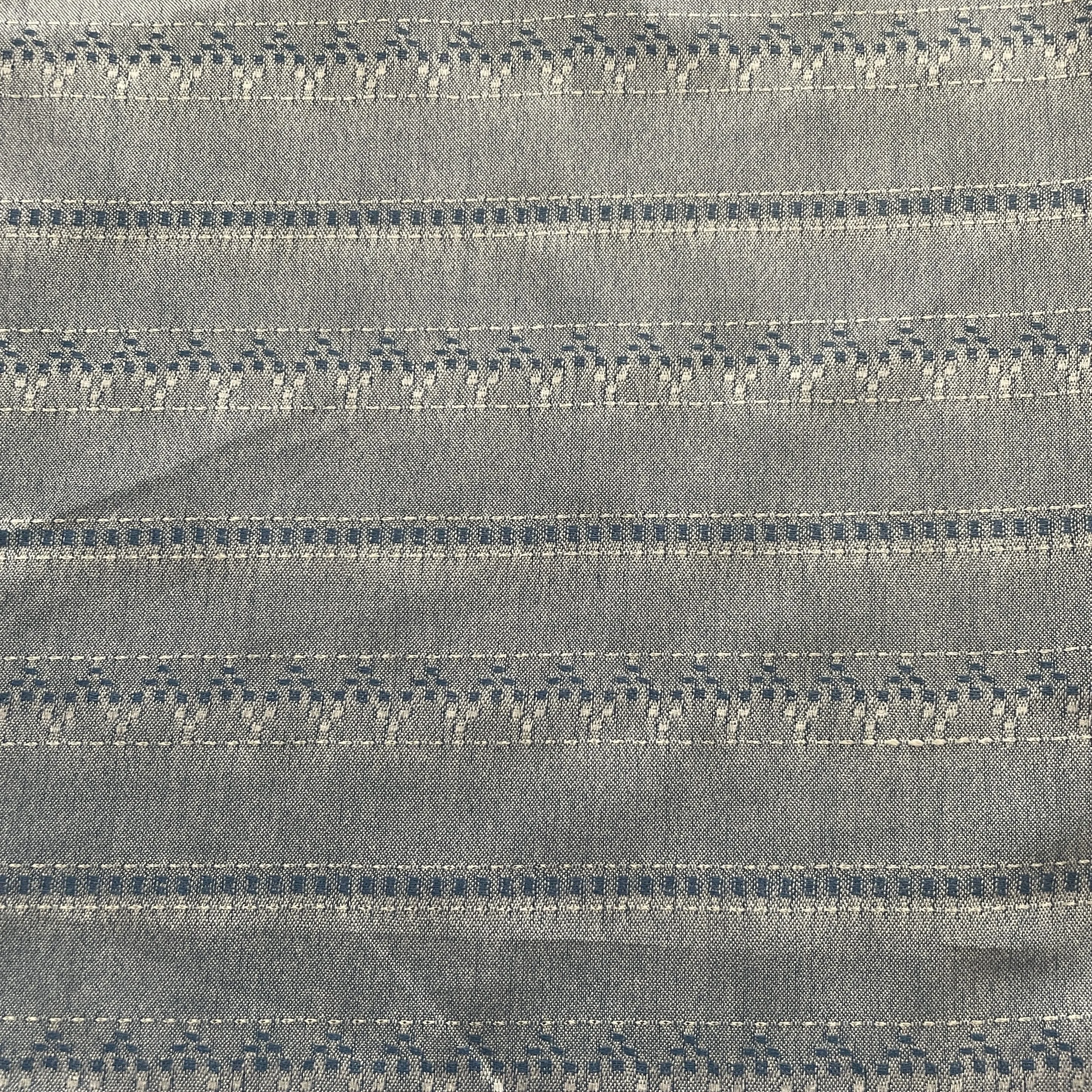 Premium Blue Stripes Dobby Embroidery Cotton Muslin Fabric