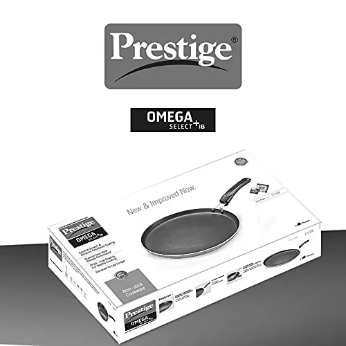 Prestige Omega Select Plus 27.5cm Non-Stick Omni Tawa |Induction Base |Gas & Induction Compatible| Metal Spoon Friendly | Sturdy Handles