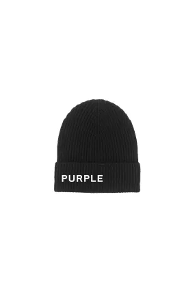 Purple Brand Acrylic Cuffed Beanie-BLACK