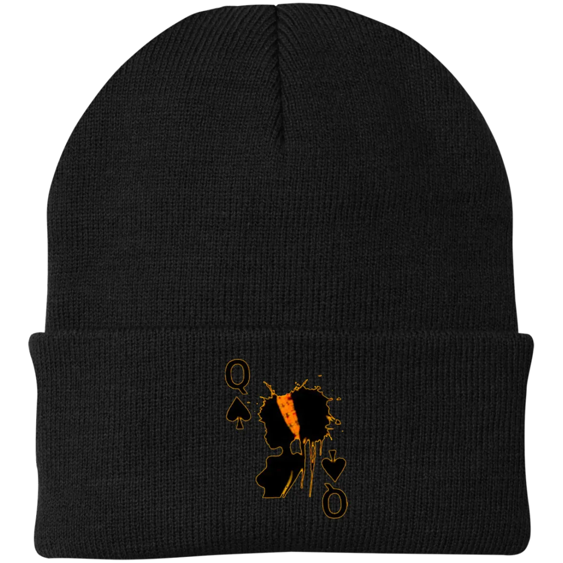 Queen of Spades Embroidered Knit Cap