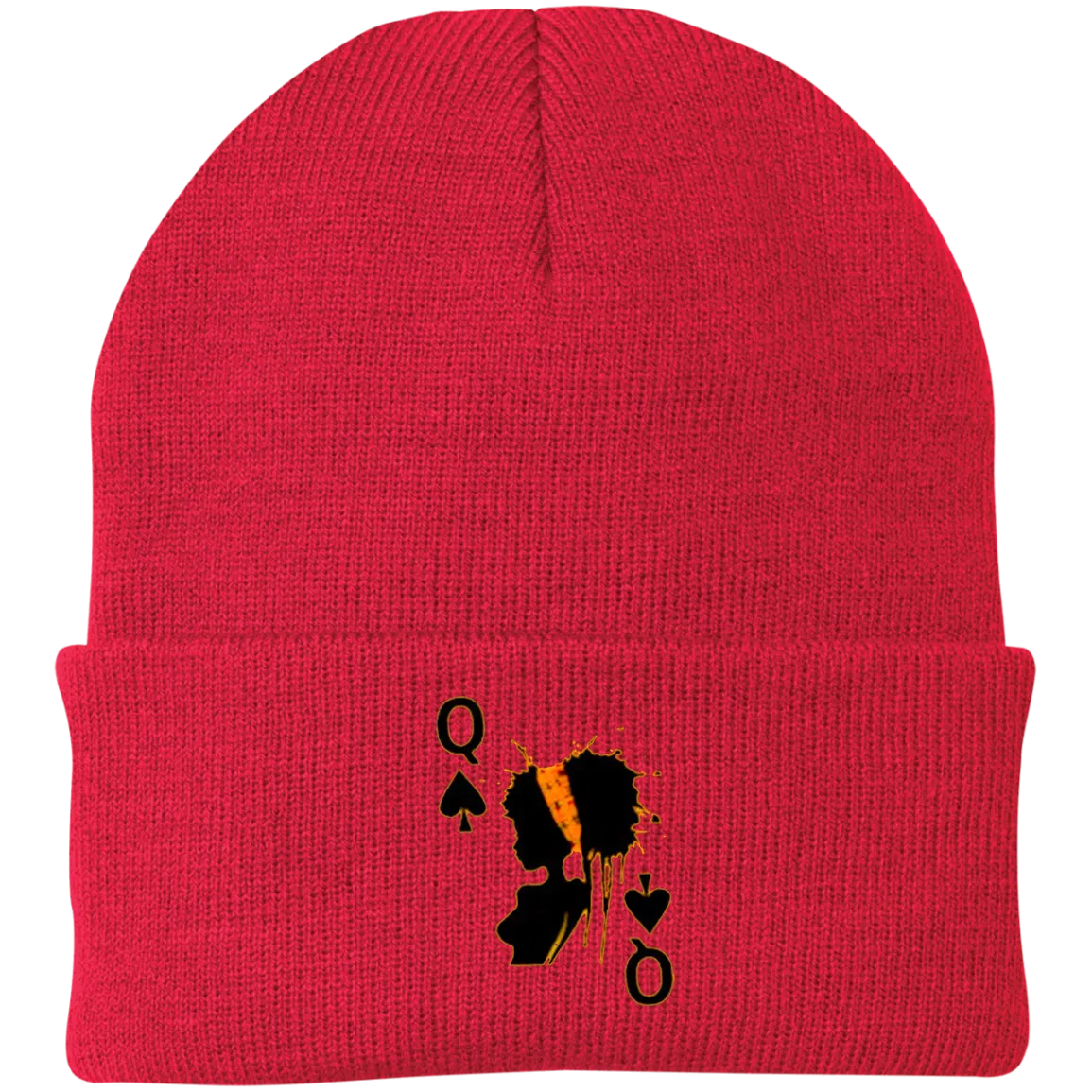 Queen of Spades Embroidered Knit Cap