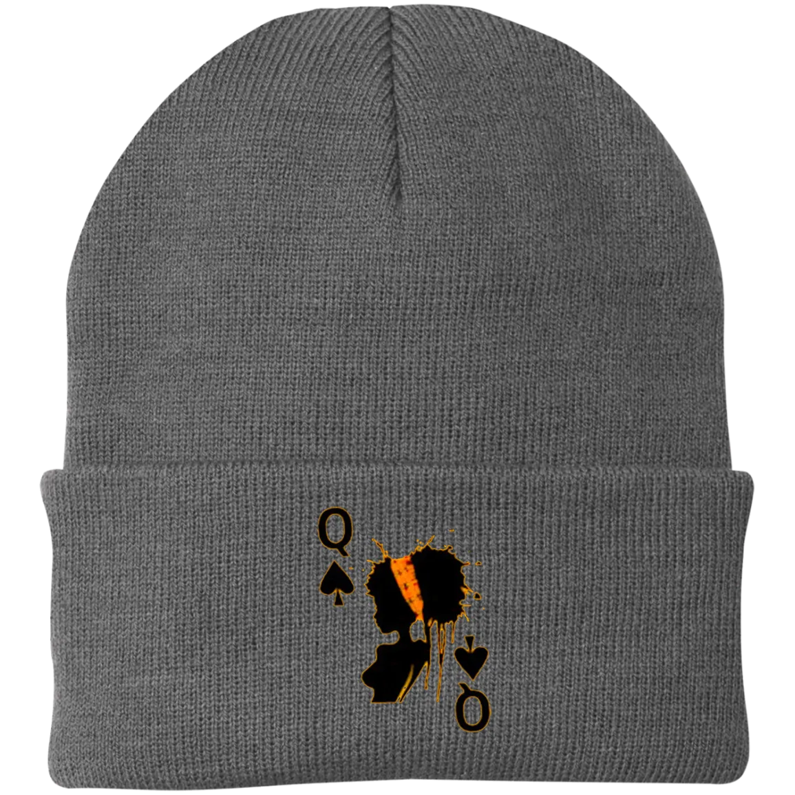 Queen of Spades Embroidered Knit Cap