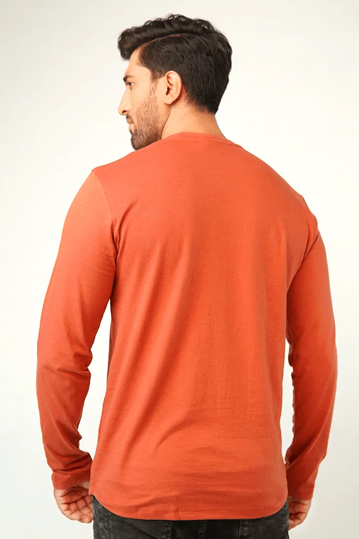 Red Ochre Full Sleeve Henley T-Shirt