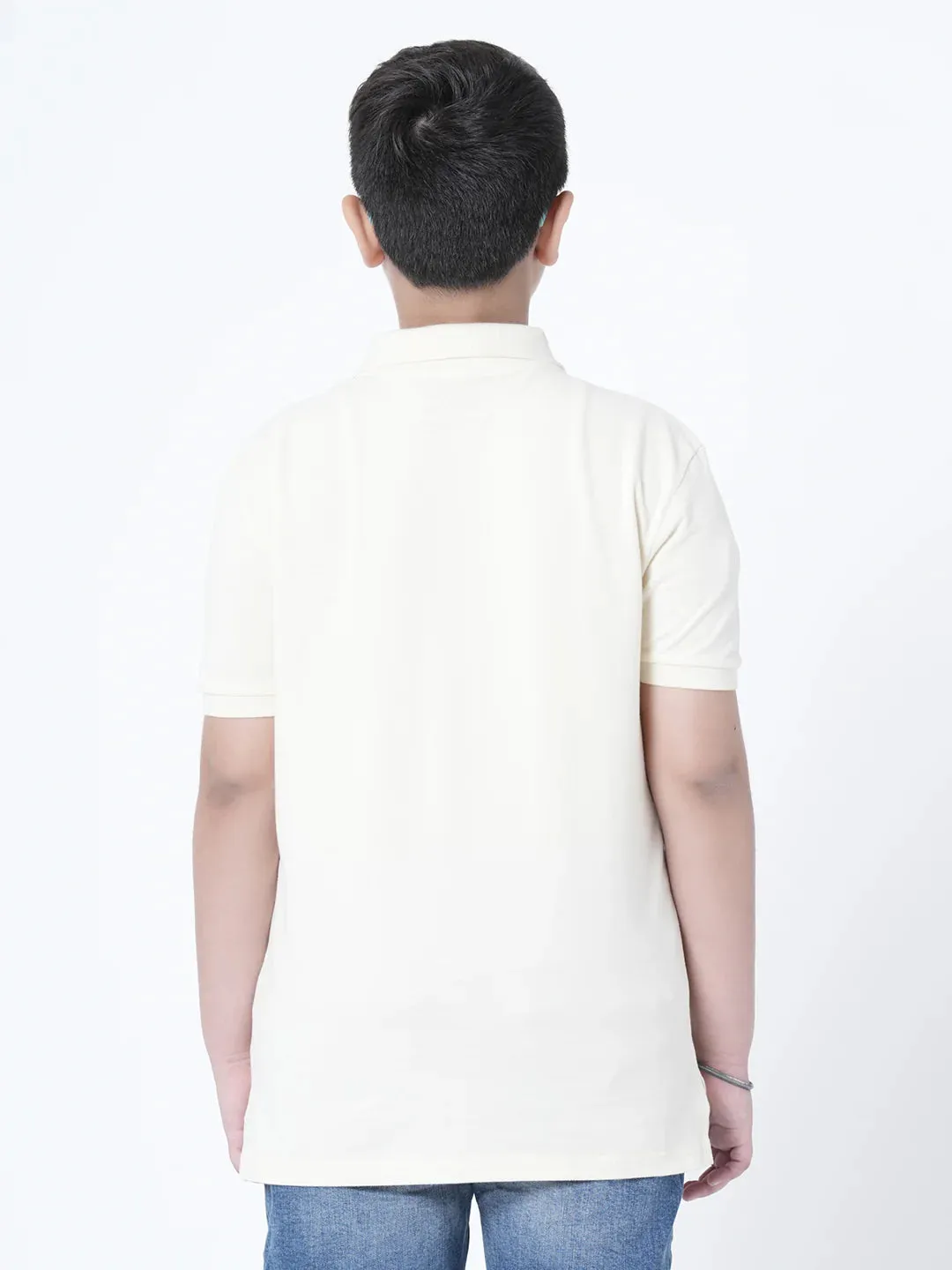 RedTape Boys Off White Solid T-Shirt