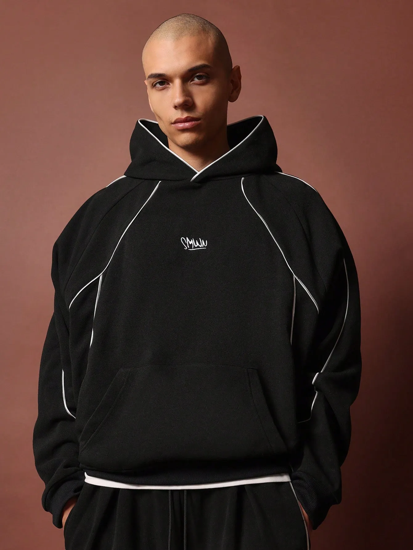 Regular Fit Overhead Hoodie & Jogger With Piping 2 Piece Set