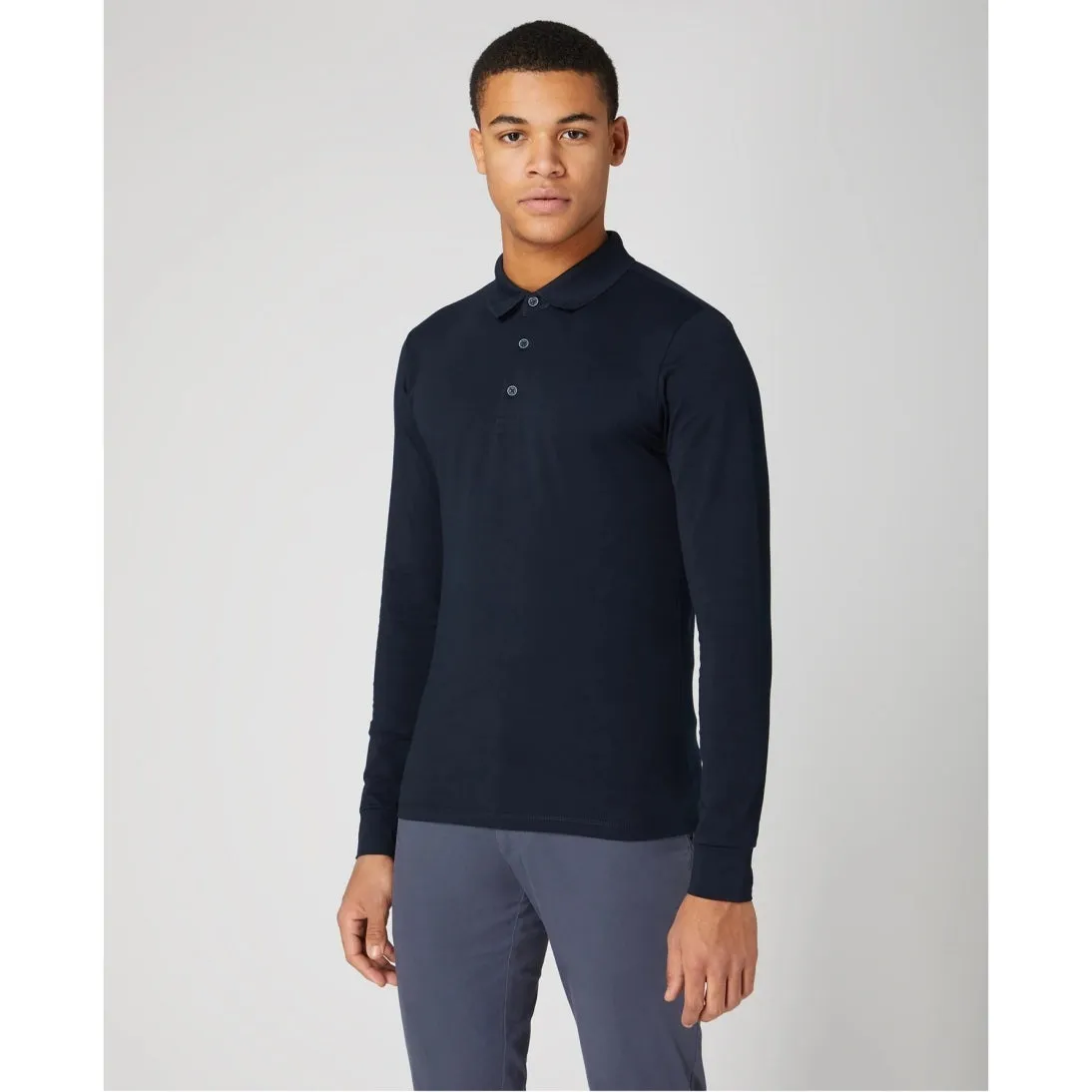 Remus Uomo Tapered Fit Cotton-Stretch Long Sleeve Polo Shirt 53123 3 Colours