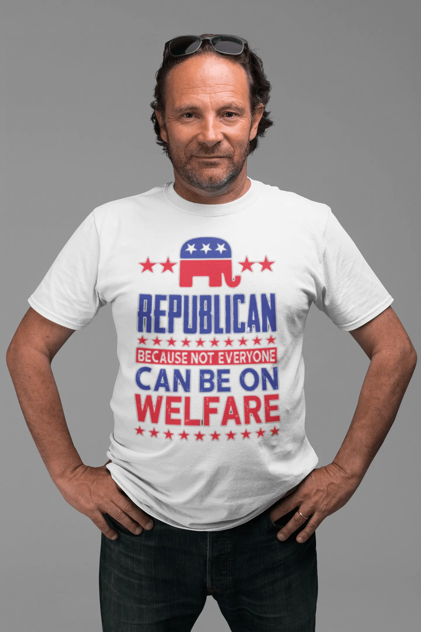 Republican Tshirt Because Not Everyone Can Be On Welfare Short Sleeve Crew Neck Top