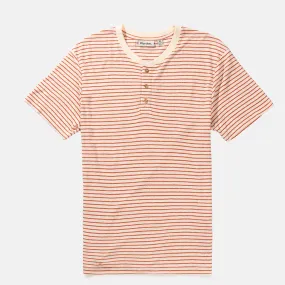 Rhythm Mens Linen Vintage Stripe S/S  T Shirt - Spice