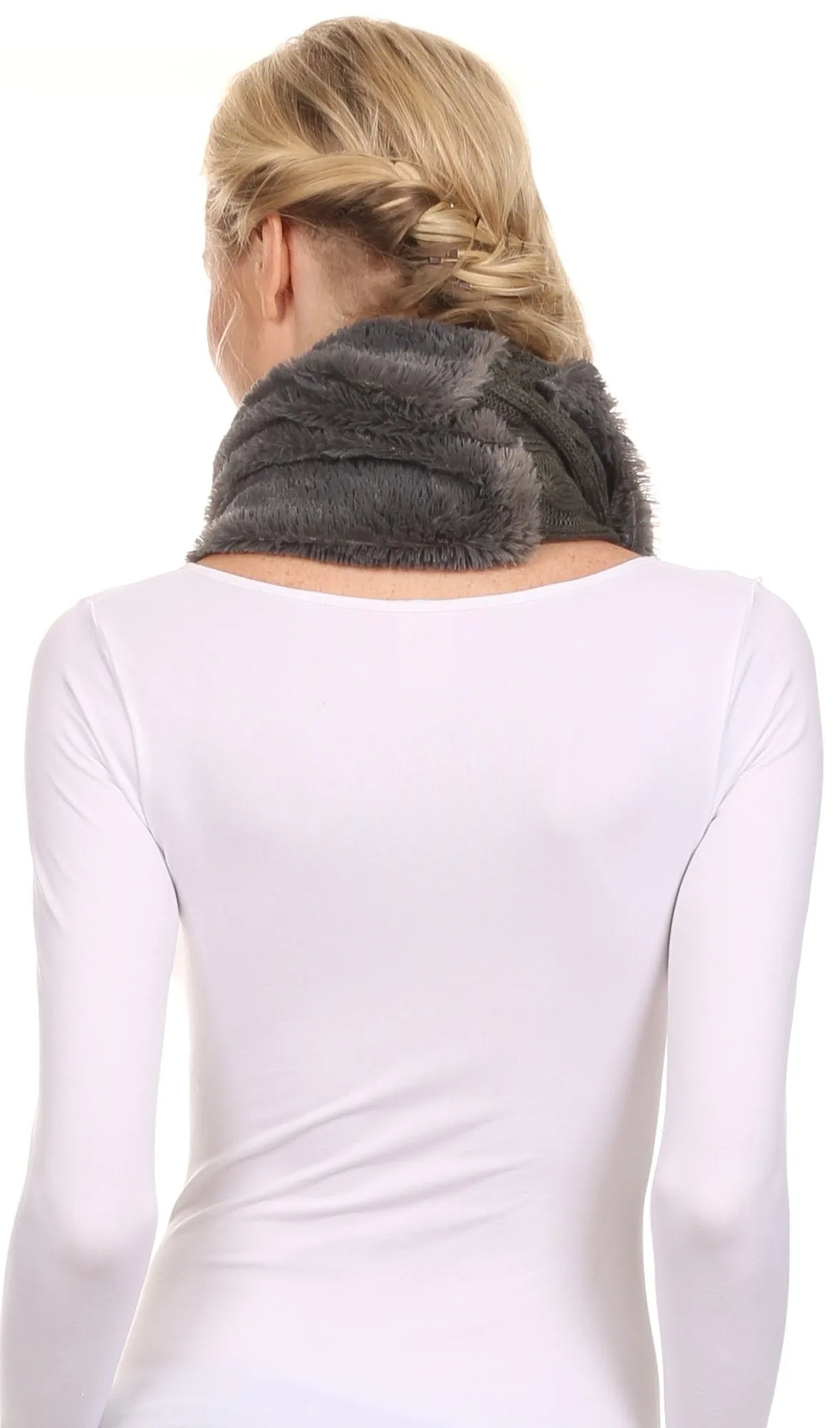 Sakkas Abir Soft Furry Reversible Short Twist Wrap Around Infinity Scarf