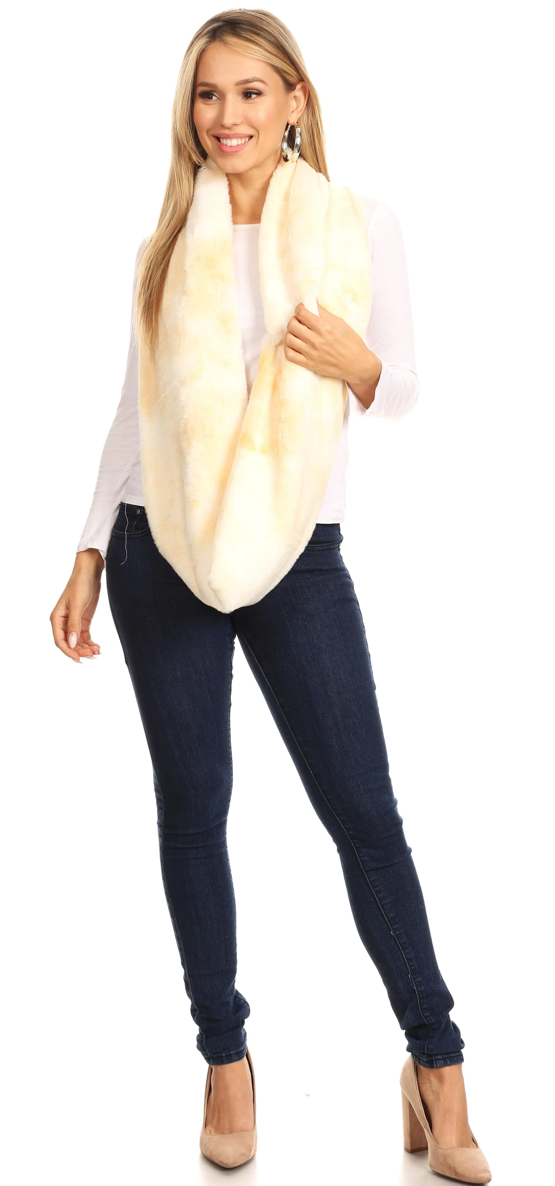 Sakkas Abir Soft Furry Reversible Short Twist Wrap Around Infinity Scarf