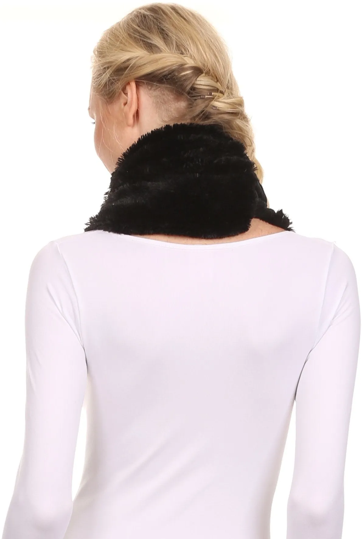 Sakkas Abir Soft Furry Reversible Short Twist Wrap Around Infinity Scarf