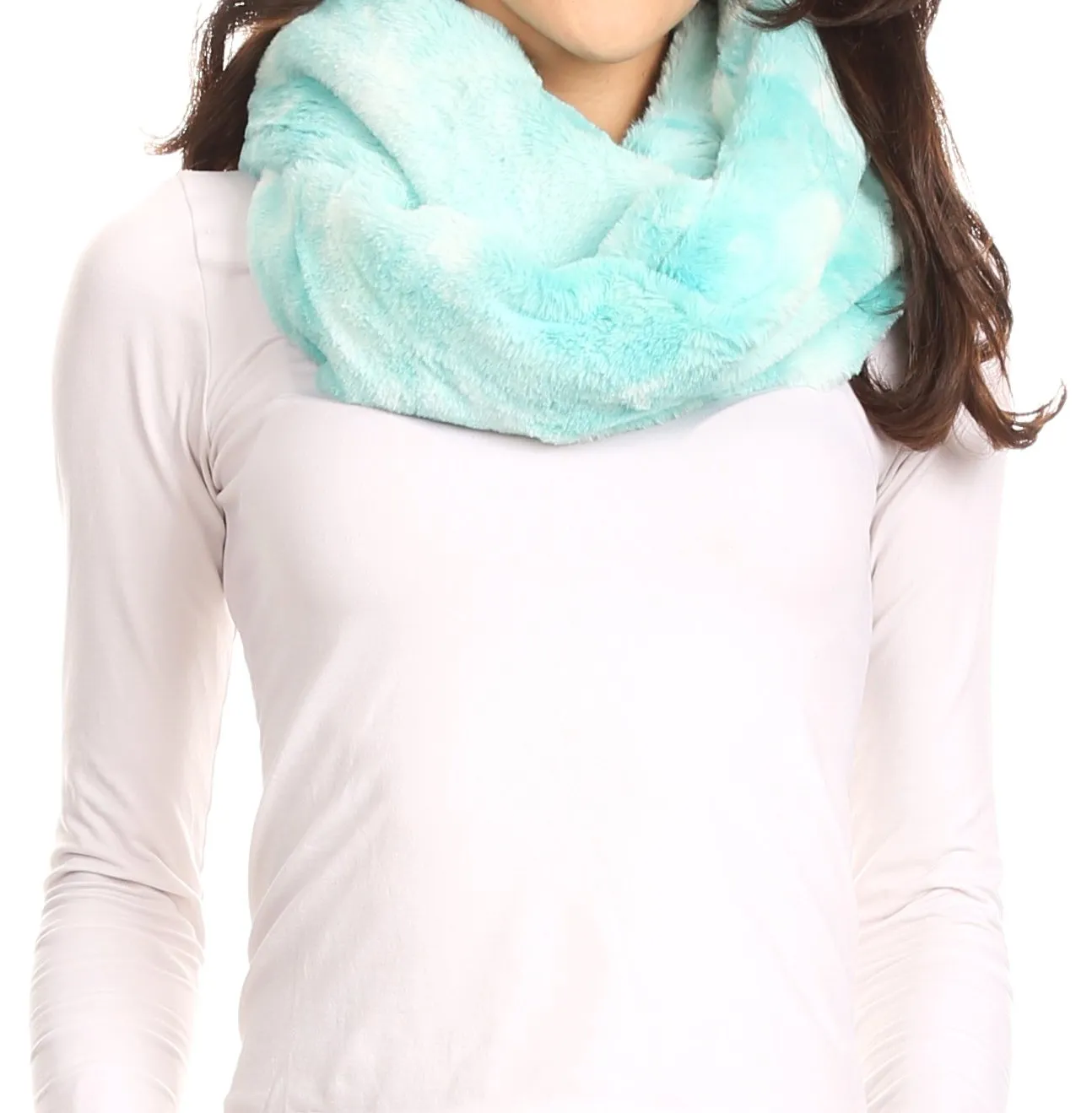 Sakkas Abir Soft Furry Reversible Short Twist Wrap Around Infinity Scarf