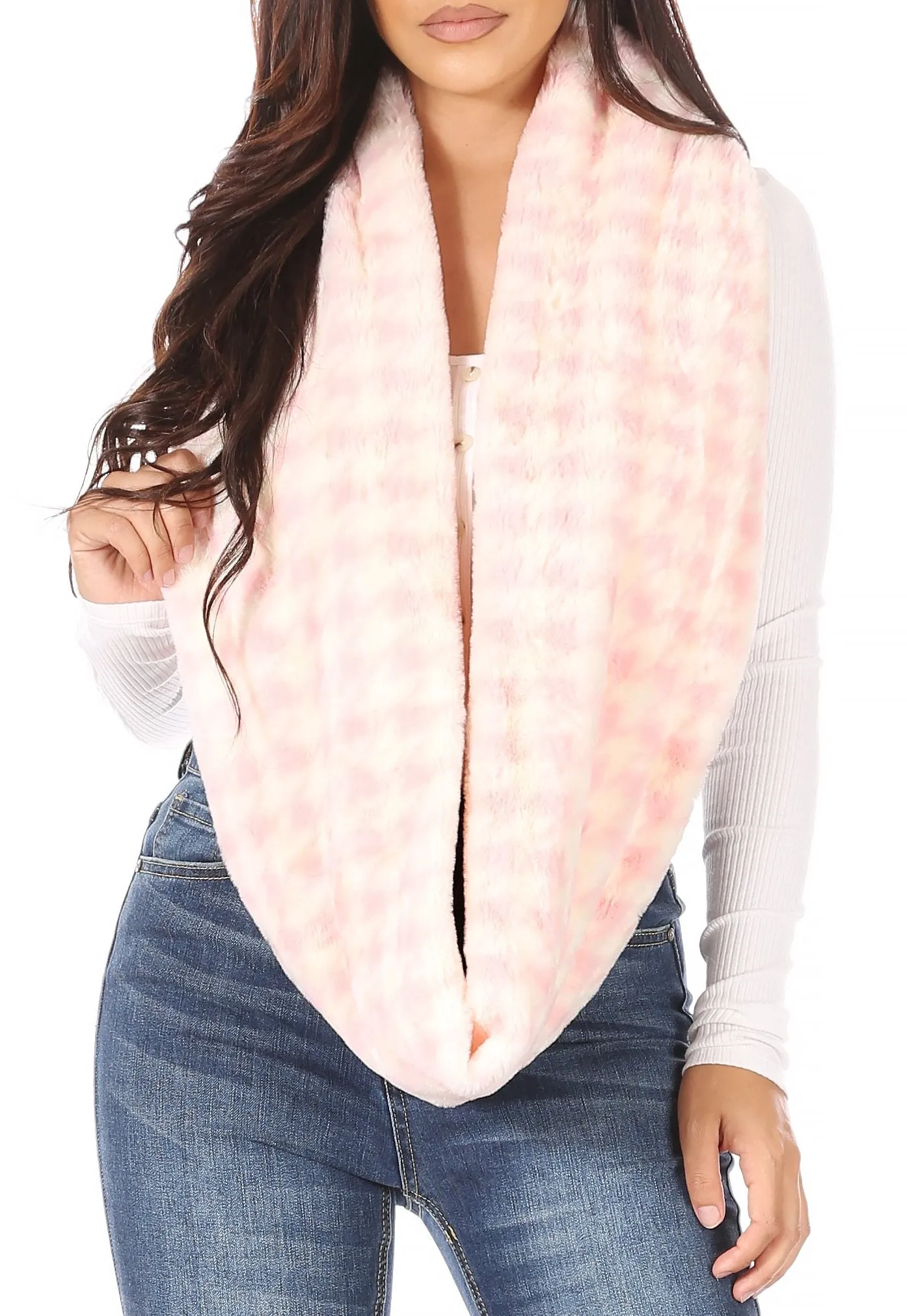 Sakkas Abir Soft Furry Reversible Short Twist Wrap Around Infinity Scarf