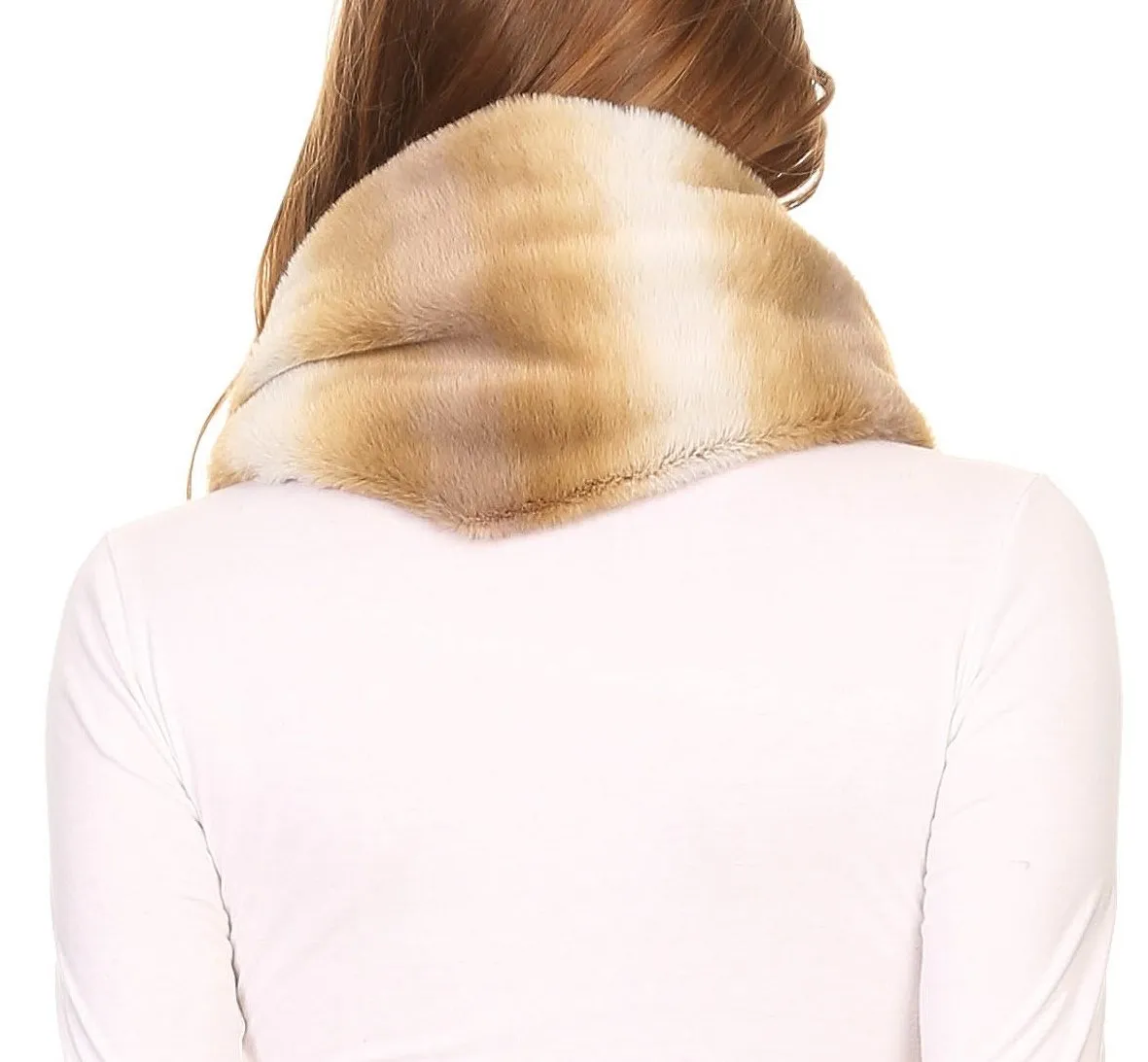 Sakkas Rhie Long Lightweight Faux Fur Ombre Colored Warm Soft Infinity Scarf