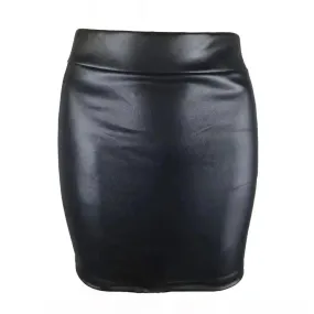 SANWOOD Women's Luxe Faux Leather High Waist Mini Skirt