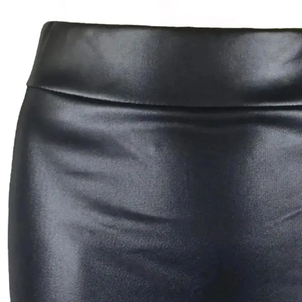 SANWOOD Women's Luxe Faux Leather High Waist Mini Skirt