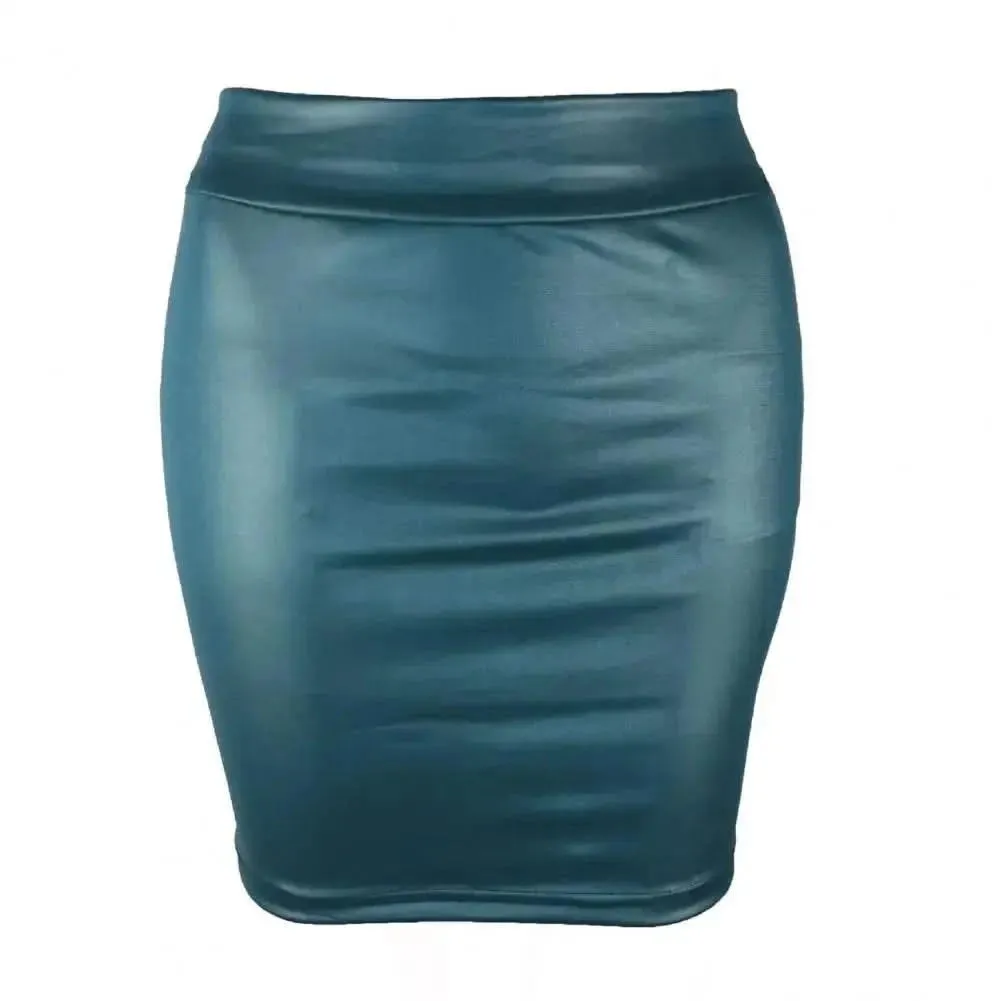 SANWOOD Women's Luxe Faux Leather High Waist Mini Skirt