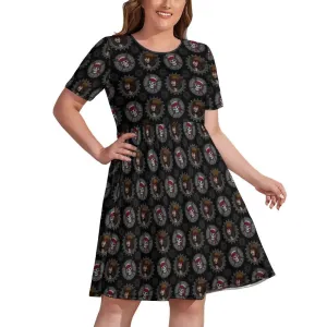 Savy Women's Round Neck Plus Size Dress With Pockets