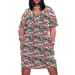 Selfies Women's V-neck Loose Dress With Pockets