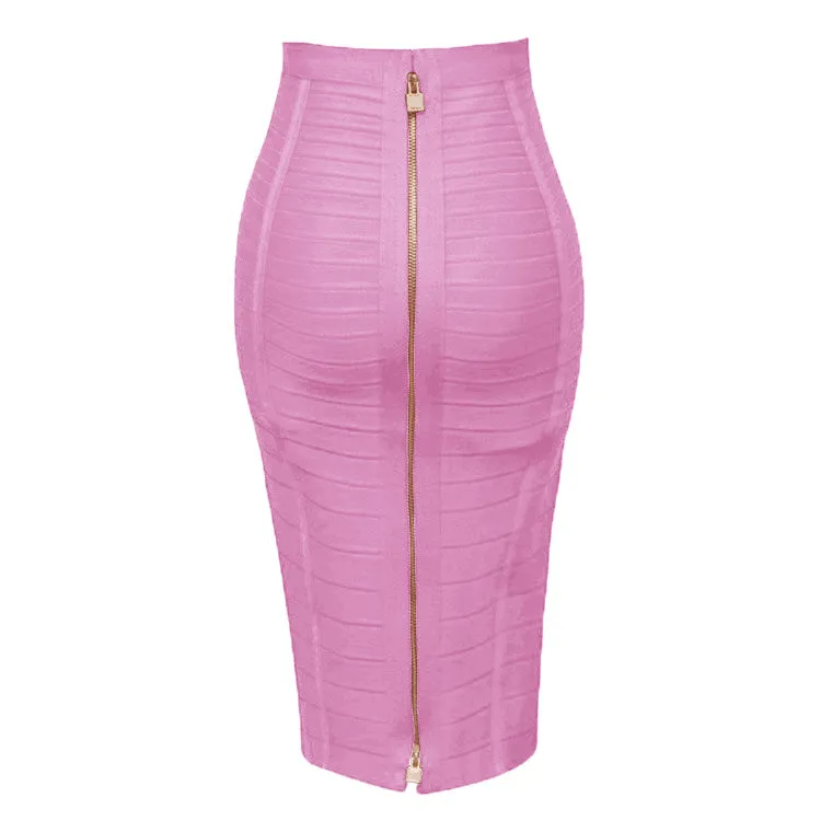 Sexy solid color zipper bandage dress| Elastic bodycon pencil skirt for summer