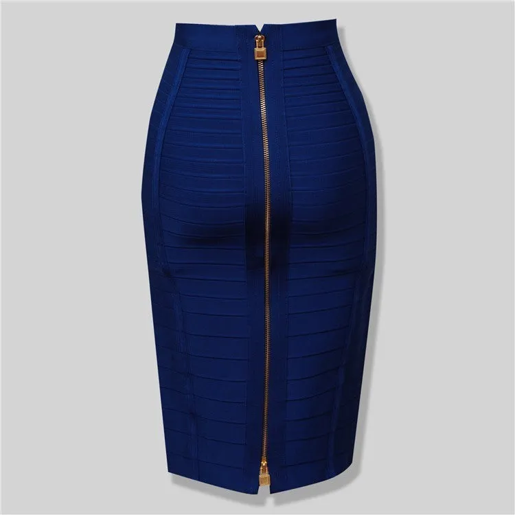 Sexy solid color zipper bandage dress| Elastic bodycon pencil skirt for summer