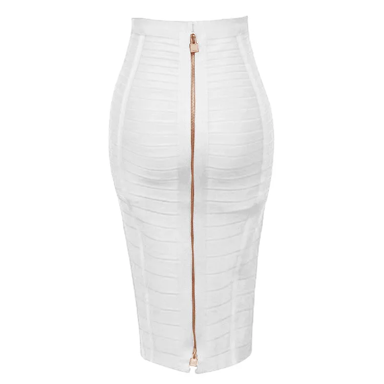 Sexy solid color zipper bandage dress| Elastic bodycon pencil skirt for summer