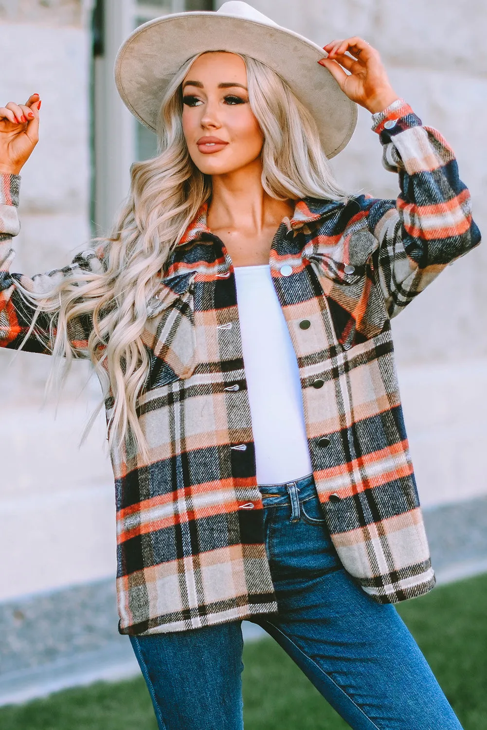 Shawna Plaid Button Up Long Sleeve Shacket