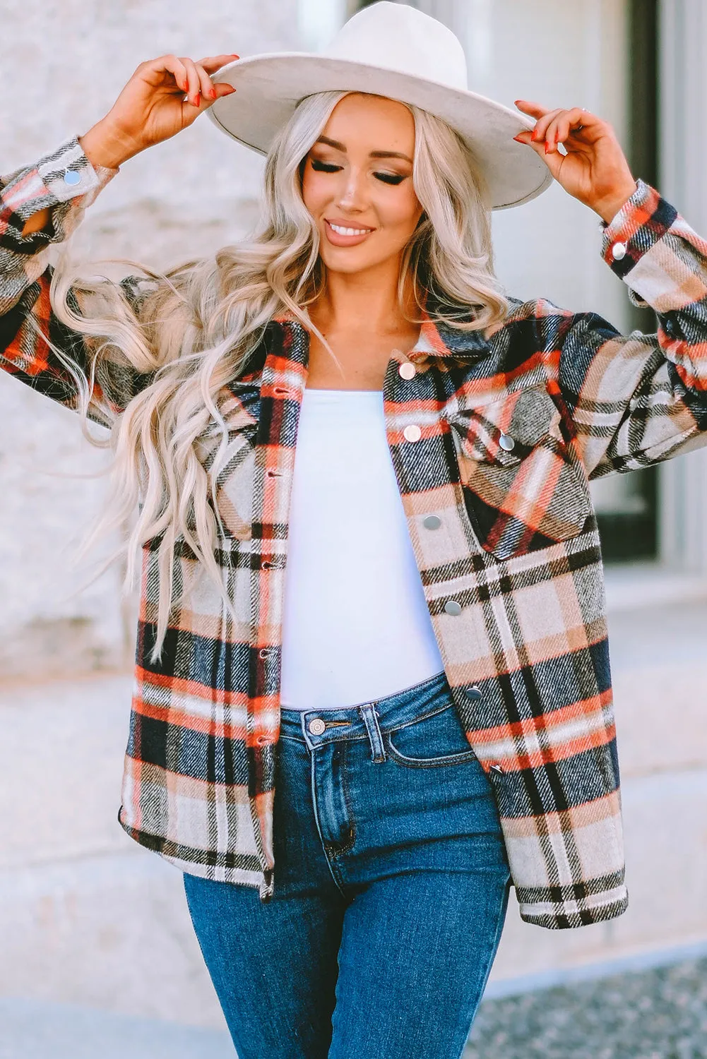 Shawna Plaid Button Up Long Sleeve Shacket