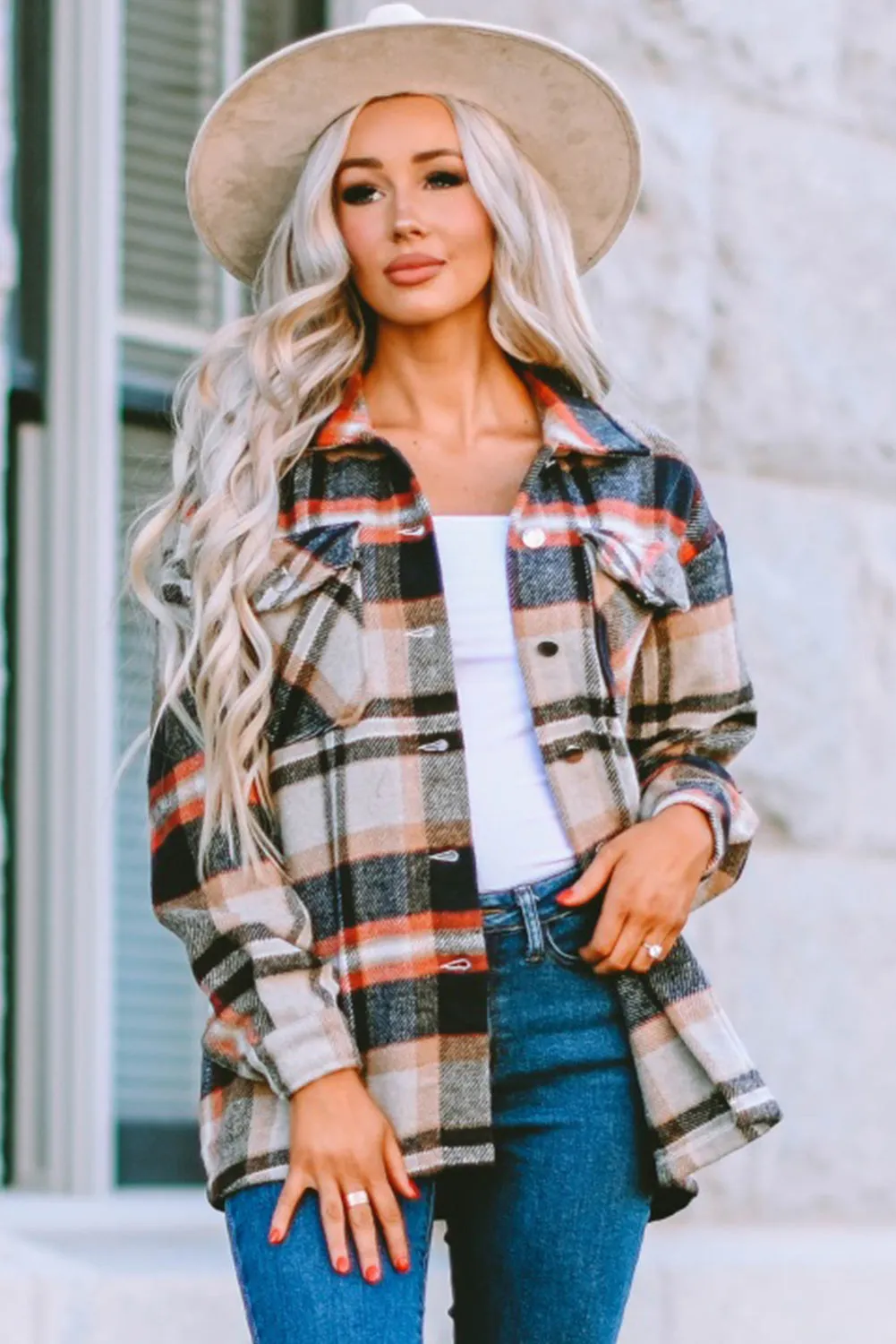 Shawna Plaid Button Up Long Sleeve Shacket