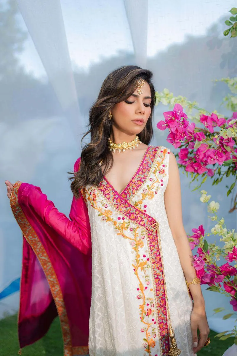 Shehrnaz - SHK-1263 - White - Chiffon - 3 Piece