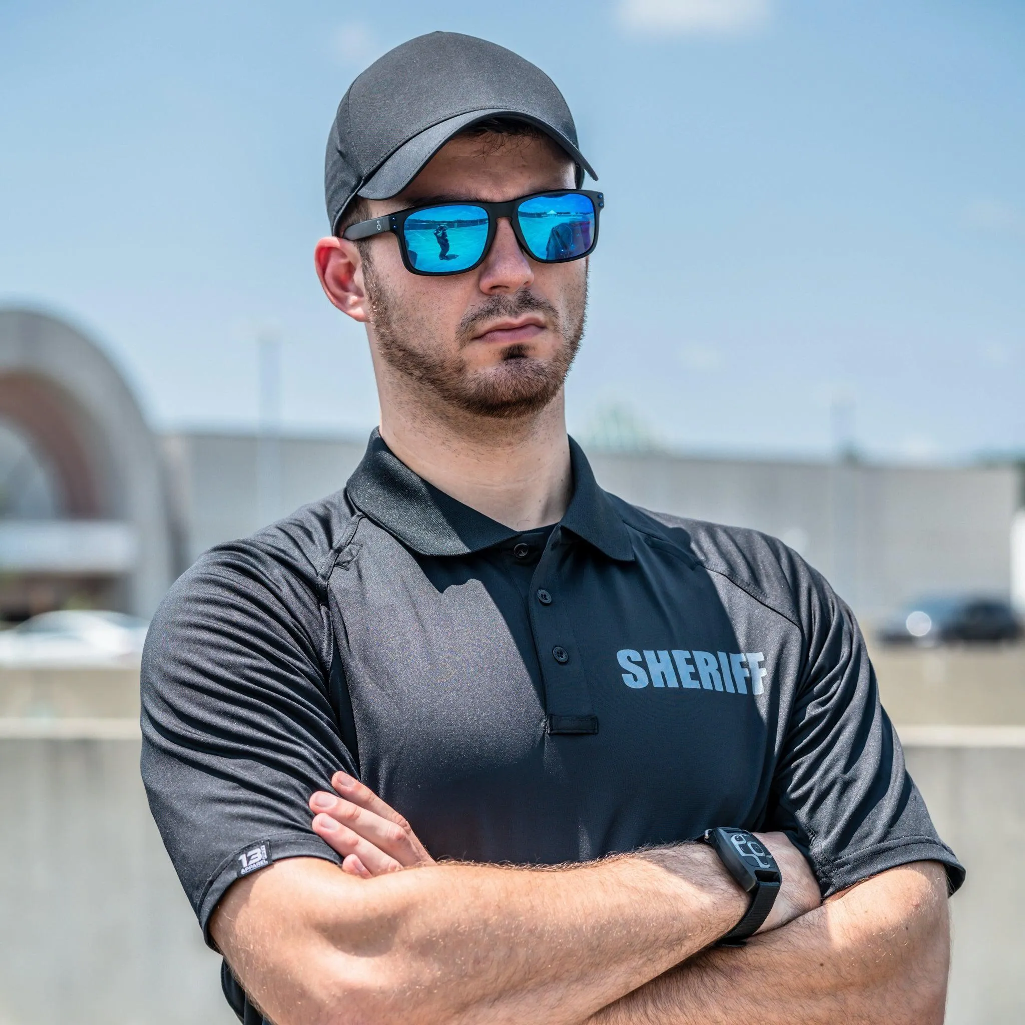 [SHERIFF] Men's Performance Polo [BLK/GRY]