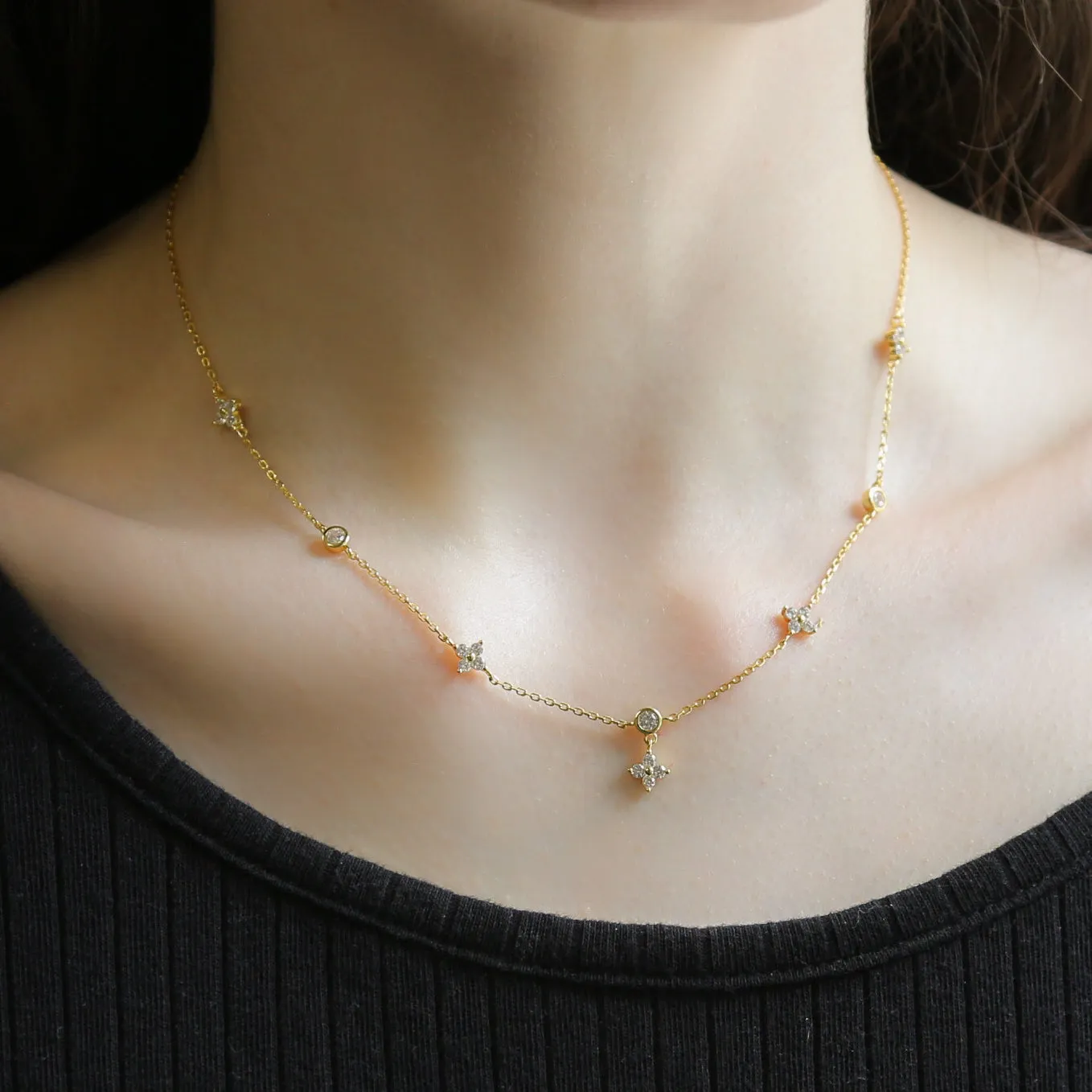 SHIMMER - Gold Plated Sterling Silver Necklace | 15.75 Inch