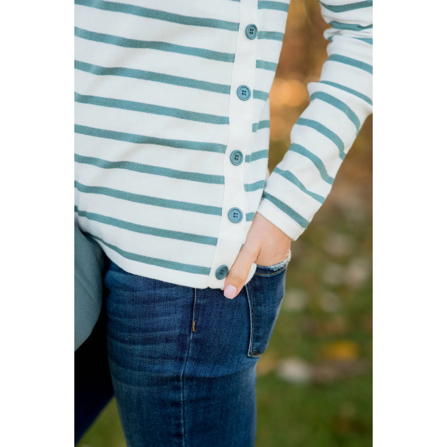 Side Panel Button Sweater