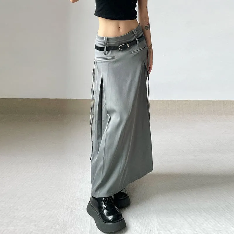 Slim Long Strap Slim Grey Skirt SD01002